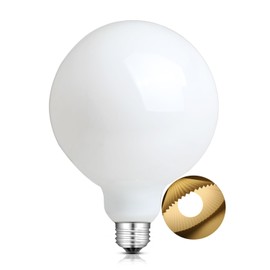 G125 Large LED Globe Light Bulb, 15W Soft White 3000K G40 Replacement Milky Pearl Glass Vintage LED Edison Filament Bulb, 85 Watt Equivalent E26 Medium Base, Non-Dimmable, 1 Pack