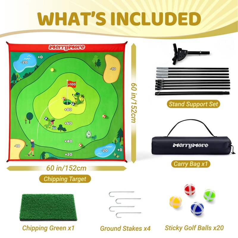 Golf Chipping Game Set : Portable 6-Angle Adjustable Practice Mat
