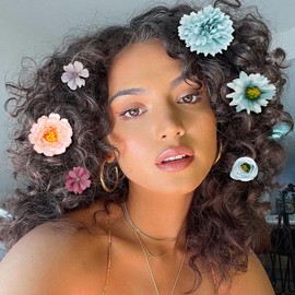 Ahoney 21 Pieces Flowers Hair Clips for Women Girls, Hawaiian Multiple Flower Alligator Clips Big Chiffon Flower Hair Pin Hair Accessories for Beach Party Bridal Wedding Event Decor (Purple)