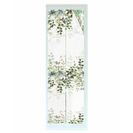 Spring Summer Window Privacy Film, Sage Green Leaves Branch Plant Static Clings Window Film for Glass Windows Removable Decorative Sticker for Home Bathroom Office, 17.7" x 78.7"