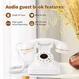 HSCY Audio Guest Book Wedding Phone, Audio Guest Book Record Customized Audio Messages Guest Book Alternatives Classic Retro Phone for Parties Birthdays Rentals Confessions Special Occasions