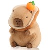 Bestsea Kawaii Cute Capybara Plush Pillow with Bread Soft Orange