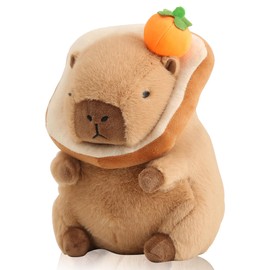 Bestsea Kawaii Cute Capybara Plush Pillow with Bread Soft Orange Capybara Stuffed Animals Capybara Plush Toys Hugging Gifts for Kids Girls Boys 12 inch