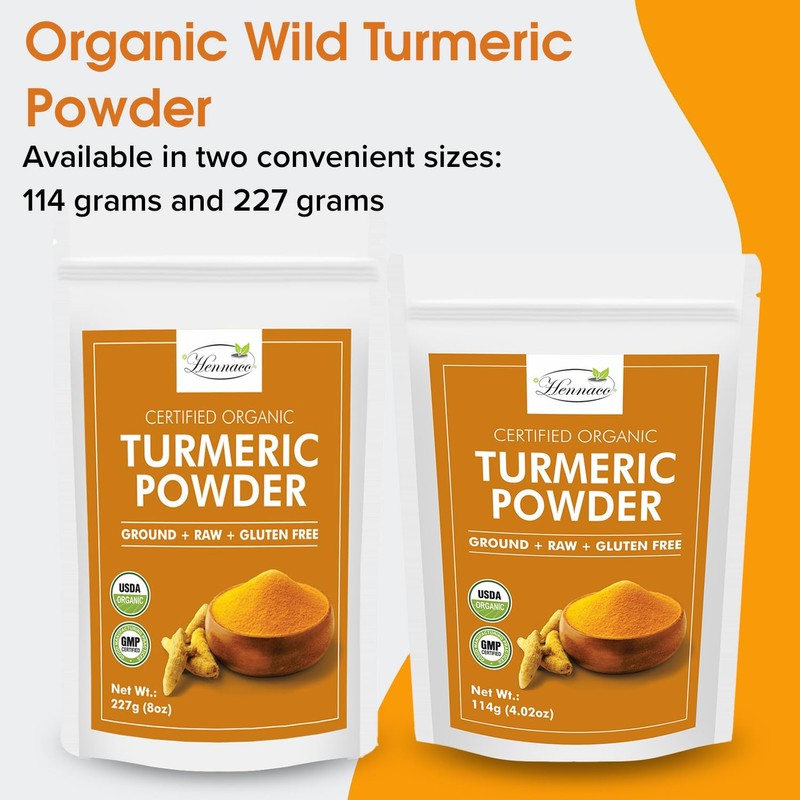 hennaco Organic Wild Turmeric Powder | Turmeric Curcumin Powder |