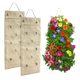 HANG & GROW Burlap Hanging Bags – 1" Holes with 1 Hummingbird & 1 Butterfly Seed Packet – Perfect for Growing Strawberries and Attracting Pollinators