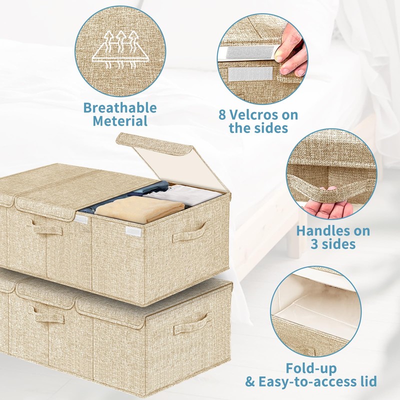 Hoyula Deep Under Bed Storage Container, 10" Tall Height Underbed
