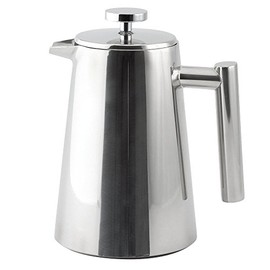 Cafetiére with plunger polished pot double-walled thermoisolation stainless steel filter 0,8 ltr
