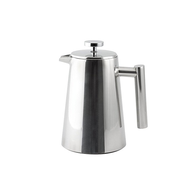 Cafetiére with plunger polished pot double-walled thermoisolation stainless steel filter