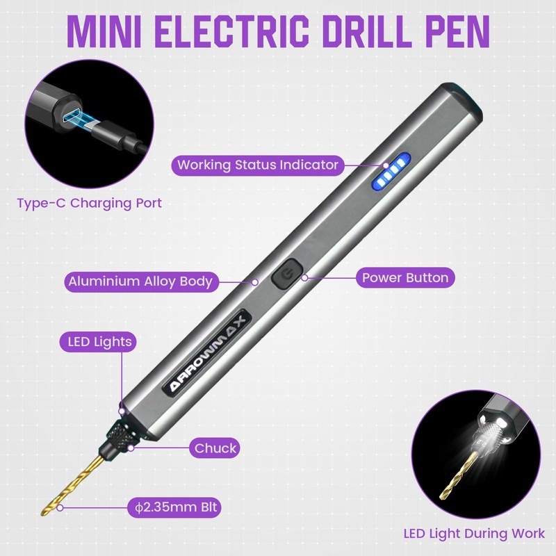 AM ARROWMAX Mini Electric Drill Pen, 13 in 1 with