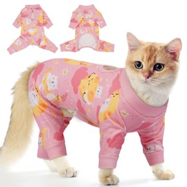 PUMYPOREITY Cat Hair Sticky Shirt – Breathable & Lightweight, Reduces Shedding Fur Pajamas, Prevents Licking Wounds After Surgery, Cat Sweaters - Soft & Machine Washable, Pink, M