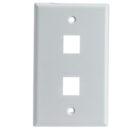 CableWholesale Keystone Wall Plate 2 Port, White (Cat5e, Cat6, Coax (Video), Aux (Cat6 for Data, IP Phone, POTS or Other), Single Gang