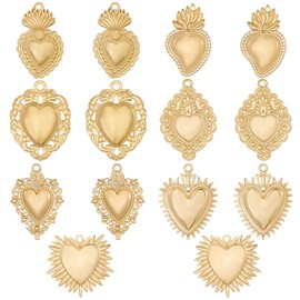Beebeecraft 14 Pieces 7 Styles Scared Heart Pendants Antique 304 Stainless Steel Mexican Love Heart Pendant Gothic for Jewellery Making DIY Crafts