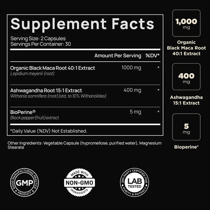 40x Strength Organic Black Maca Root with Ashwagandha – High