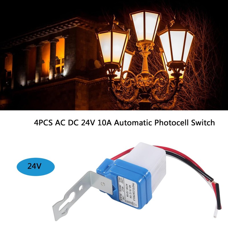 4PCS AC DC 24V 10A Automatic Photocell Switch Auto On