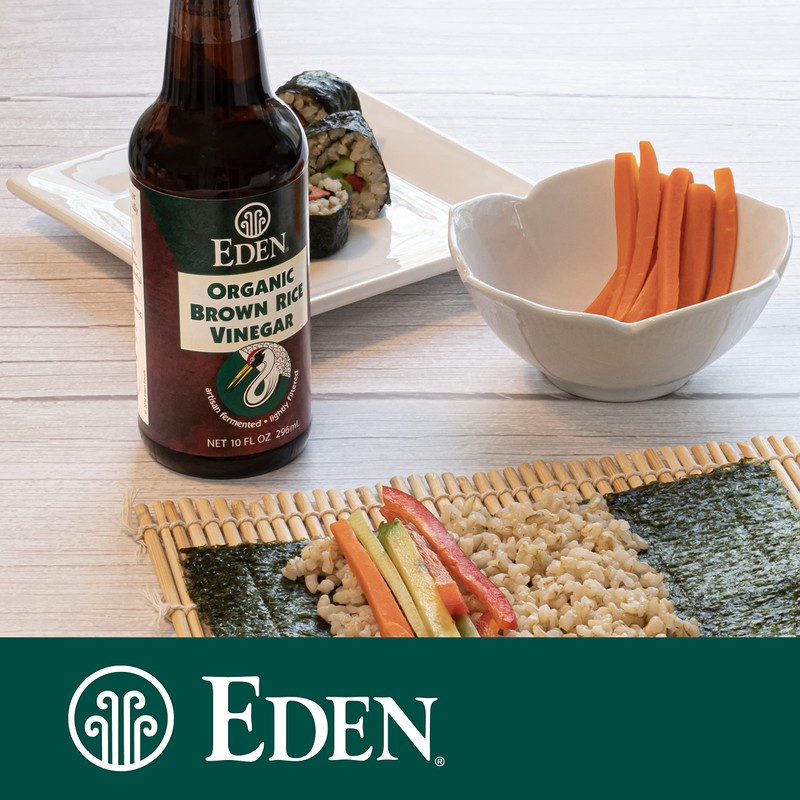Eden Organic Brown Rice Vinegar, 10 fl oz Amber Glass,