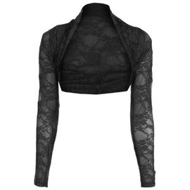 Divadames Womens Cropped Lace Shrug Ladies Bolero Black Size S/M (UK 8-12)