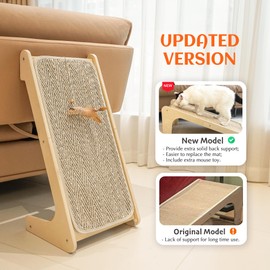 PETKARAY Cat Scratcher, Sisal Scratching Ramp, L Shape Cat Scratch Pad for Indoor Cats, Wall Furniture Protector Large Size