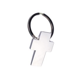 BDM Cross Keychain Christian Cross Silver Cross for Men Women Steel Key, Modelo 1