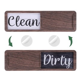 uxcell Dishwasher Magnet Clean Dirty Sign Rectangle Magnetic Dishwasher Indicator Wood Grain Non-Scratch with Stickers for Dishwasher Kitchen Hotel, Dark Brown