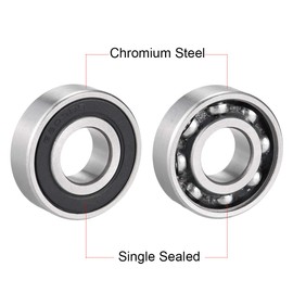 sourcing map 6203RS Deep Groove Ball Bearing Single Sealed 160203, 17mm x 40mm x 12mm Chrome Steel Bearings