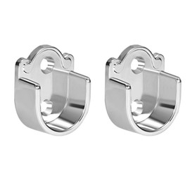 TA-VIGOR 2Pcs Wardrobe Closet Rod Bracket, U Shaped Zinc Alloy Shower Curtain Rod Pole End Supports Sockets Flange Holder Fit Rod Dia 19mm