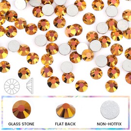 Novani Rhinestones 3000Pcs Flatback Crystal Round Loose Gemstones Glass Rhinestones for Crafts Makeup Nail Art Clothes Shoes DIY Decorations(SS10, 2.7-2.9mm,Gold)