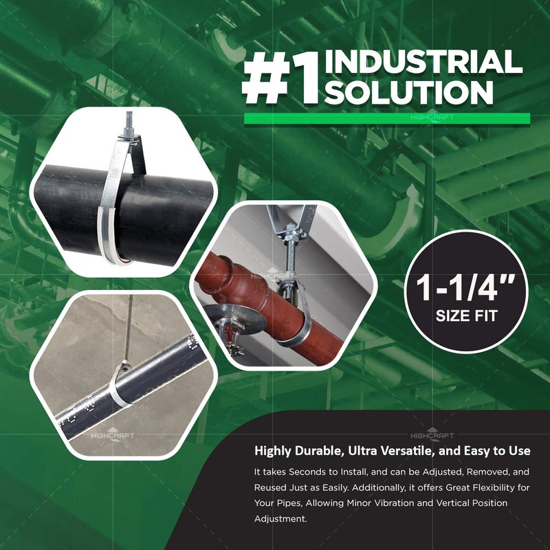 HIGHCRAFT ITSO-HQ114-10 Swivel Loop Pipe Hanger, Pre-Galvanized Steel, 1-1/4 in,