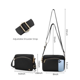 MEXS Small Crossbody Bag for Women, Trendy Casual Crossbody Purse Adjustable Strap, Mul-pockets Waterproof Shoulder Handbags, Belt Bag for Work/Travel (Black)