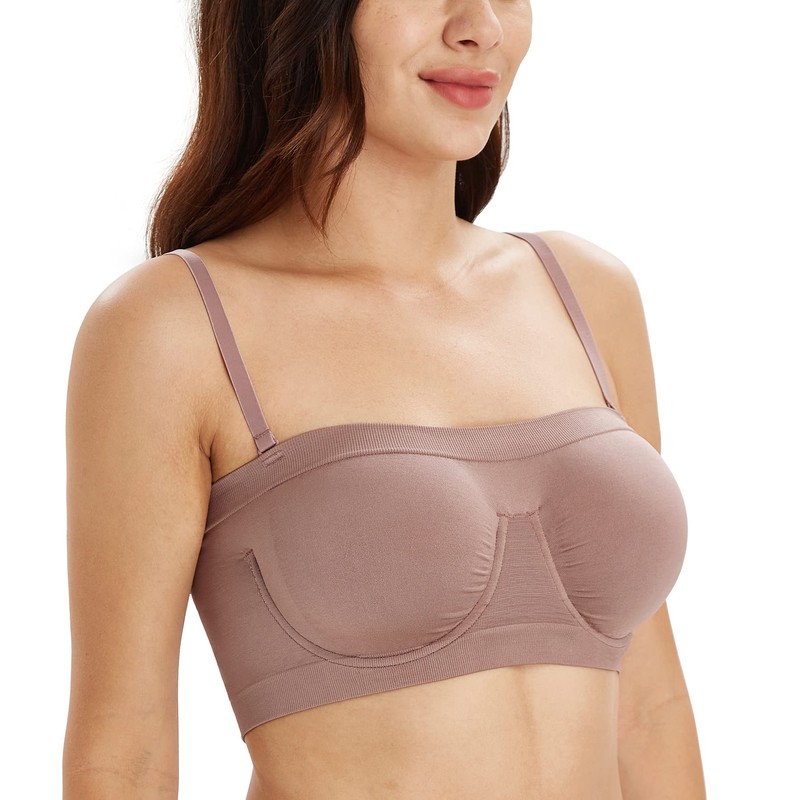 DotVol Women's Seamless Underwired Bandeau Bra, mocha, M
