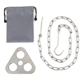 Camping Tripod Fixing Board,Camping Tripod Grill Board,Camping Tripod Board Turn Branches into Campfire Tripod Stainless Steel Portable Camping Tripod Fixing Board with Adjustable Chain,Silver