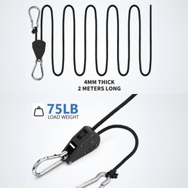 4Pcs Outdoor-Reflective-Aluminum Adjuster-Camping-Heavy Duty Ratchet Ropes - 1/8 Inch 4mm Adjustable Grow Light Rope Ratchet Hangers