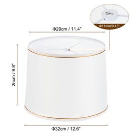 PATIKIL Drum Lampshade for Table Lamps, 11.4" Top x 12.6" Bottom x 9.8" High Floor Lamp Shade Easy Assembly Medium Linen Lampshade for Table Lamps Floor Lamp, White