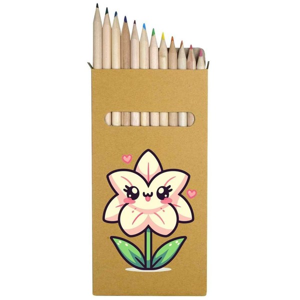 Azeeda 12 x 'Cute Lily Flower' Long 178mm Coloured Pencils/Pencil