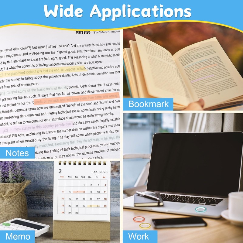 Hoiny Sticky Notes, Transparent Highlight Strips, Fluorescent Sticky Notes, Pastel