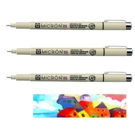 Pigma Sakura MICRON 05 Black Pack of 3 and 1 Card