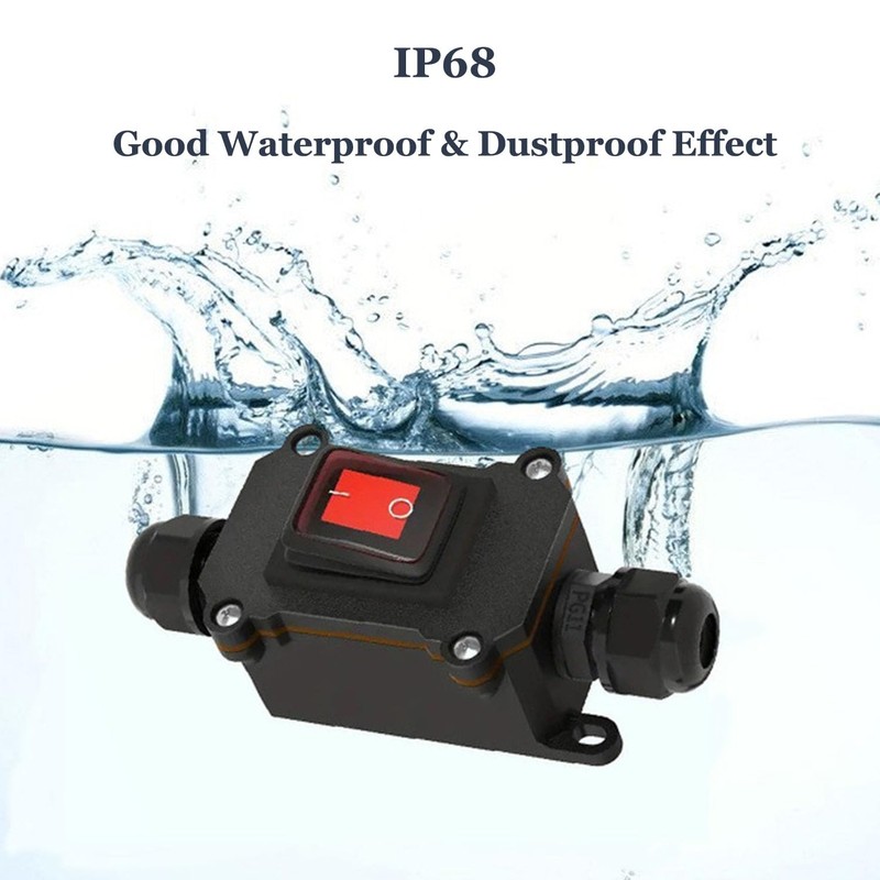 SIGANDG IP68 Waterproof Inline Switch Rocker Switch Cable Switch 12V