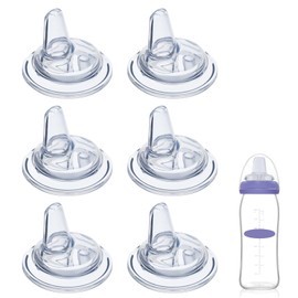 6 Packs Sippy Spout Nipples Compatible with Lansinoh Bottles, Soft Replacement Spout, Clear Silicone Sippy Cup Nipples, Transition from Bottle to Cup, No Spill and Comfortable, Easy to Clean, 6m+