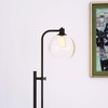 Henn&Hart Height-Adjustable Floor Lamp with Glass Shade in Blackened Bronze/Seeded