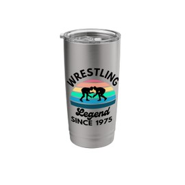 Wrestling Legend Since 1975 Retro Sunset Birthday Stainless Steel Insulated Tumbler