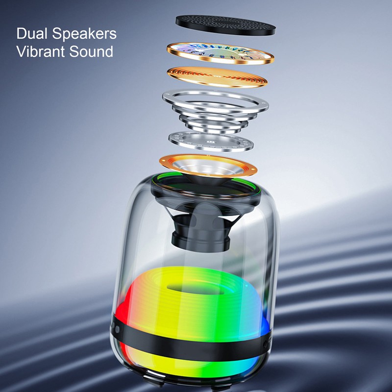 RGB Bluetooth 5.1 Speaker 1200mAh USB Rechargeable IPX4 Waterproof 9D