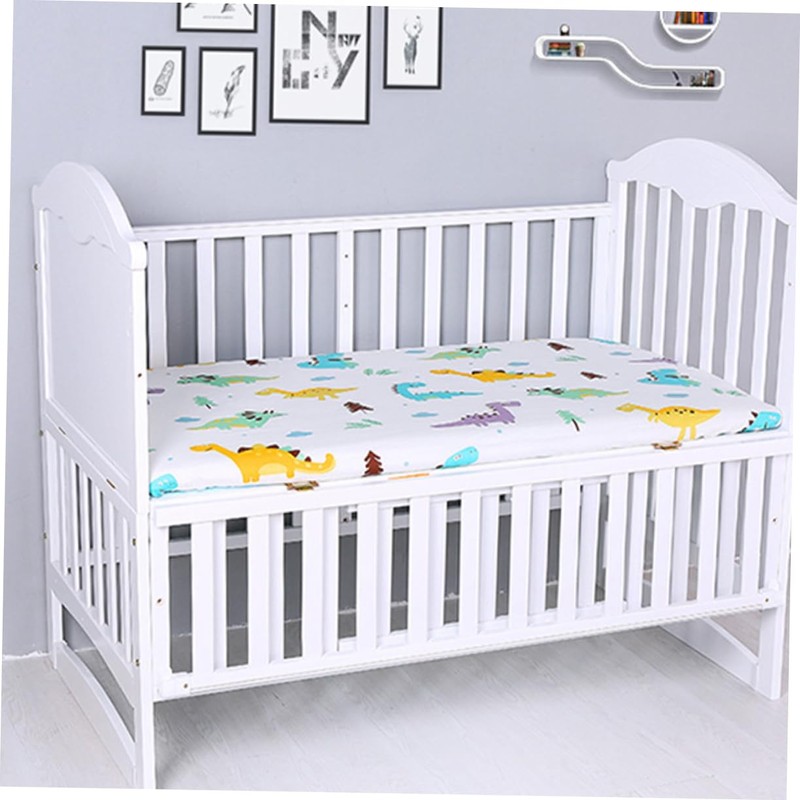 BIUDECO Dinosaur Pattern Crib Fitted Sheet Cotton Cradle Sheet Breathable