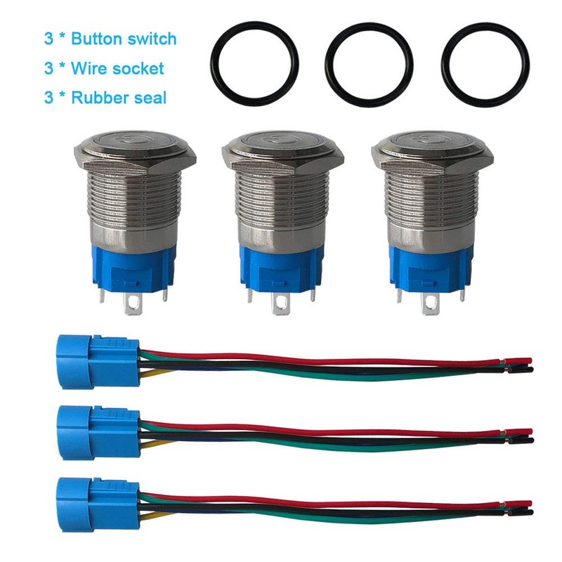 FULARR 3 Pcs Premium 19mm Self-Locking Latching Push Button Switch,