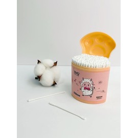 200 Count Cotton Swabs, Paper Sticks Cotton Buds for Ear Nose Clean（orange）Comfort Biodegradable Cotton