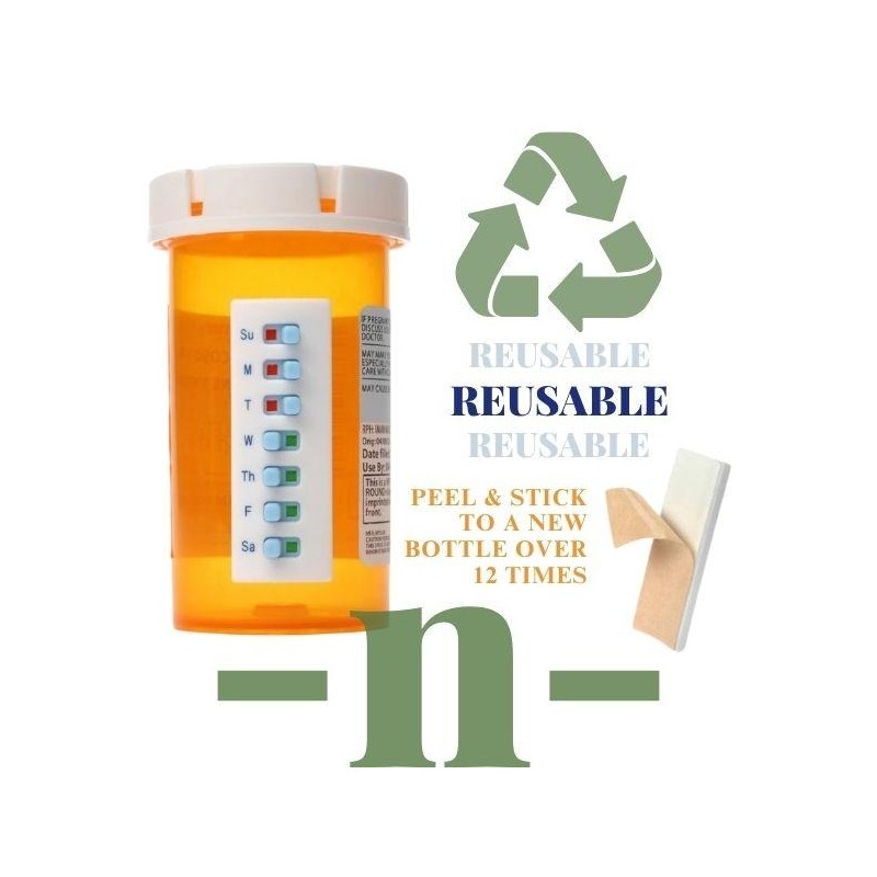 2-Pack Reusable Weekly Pill Organizer - Take-n-Slide Daily Medication Tracker