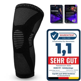 Omni Fit Sports Knee Support - Fitness, Sports and Rehabilitation. Ideal for Weight Training, Running, Football, Basketball, Tennis and Much More, Both Men and Women (M, Black, Grey)