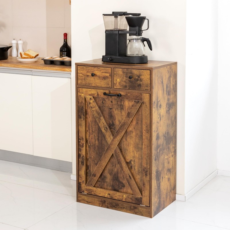 Zvyteay 13 Gallons Tilt Out Trash Can Cabinet, Wooden Trash