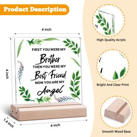 Memorial Gifts for Loss of Brother Clear Desk Decorative Sign Sympathy Gifts for Loss of Brother Remembrance Acrylic Desk Decor Bereavement Condolence Funeral Present Acrylic Sign With Wooden Stand