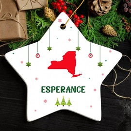 Esperance NY Ornament for Christmas Tree Decorations City Travel Souvenir Gifts for Family and Friend - Housewarming Gift Esperance New York Ornament Star 3.25"