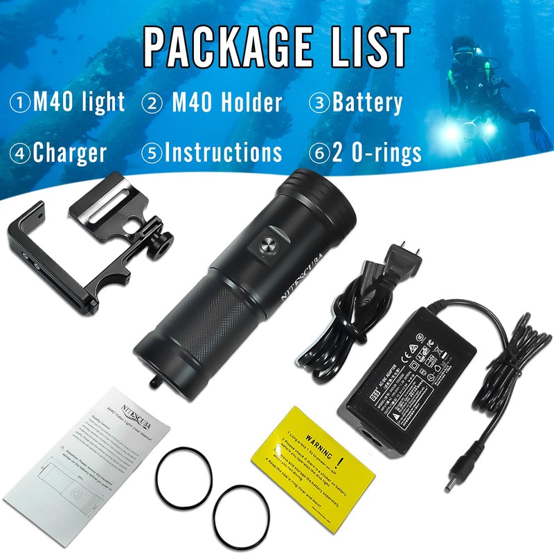 Nitescuba Scuba Diving Flashlights 4000 Lumen IP68 Waterproof Underwater Light