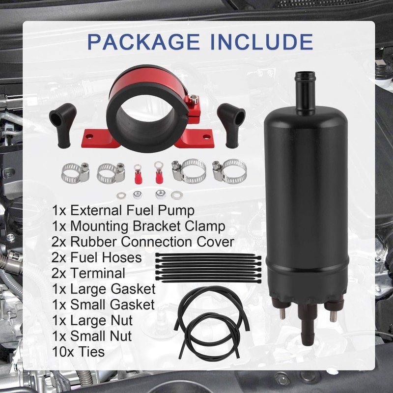 Universal External Inline High Pressure Fuel Pump 12V with Mounting